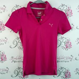 Puma T-shirt puma golf bright pink Fuchsia Short Sleeve Polo white buttons